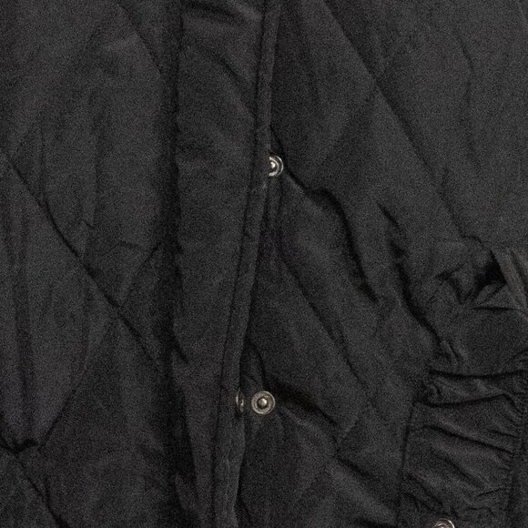 Jeane blush Womens Quilted Black Hooded Coat With Faux Fur Trim & Belted Waist S - Picture 3 of 8